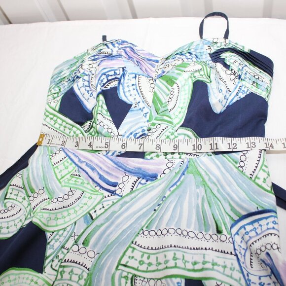 Moulinette Souers Womens Donau Convertible Strap Cotton Blue Green Dress Size 4 - Picture 9 of 10